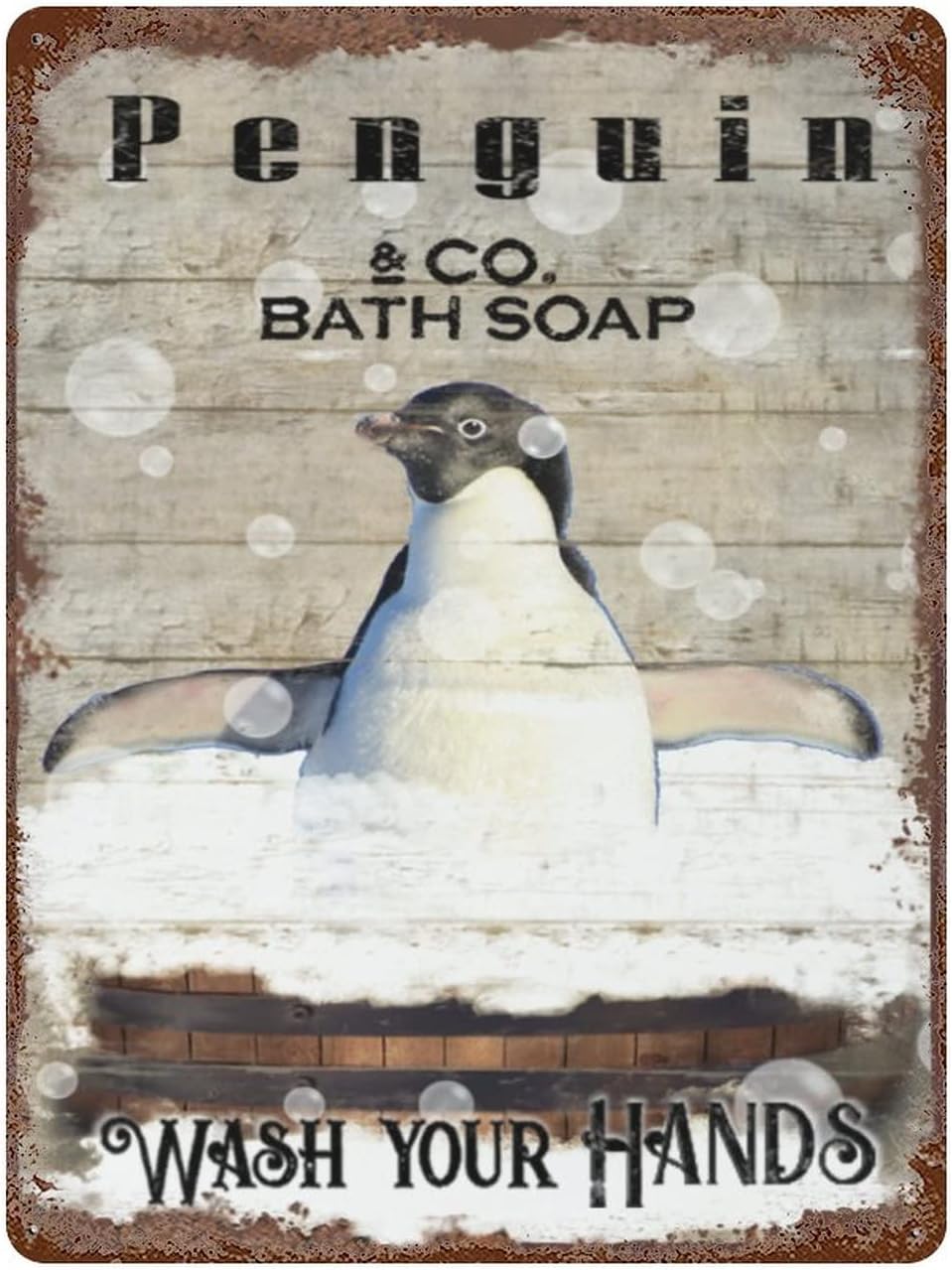 Home Bathroom Pic - Vintage Eisen Hängende Platte Pinguin Bad
