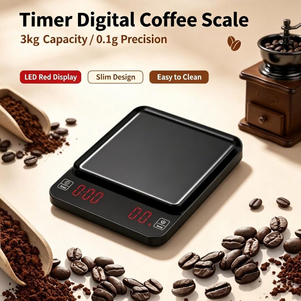 Home Kitchen & Bathroom - 3kg/0,1g Hochpräzise Digitale Kaffeewaage, LED Tragbare