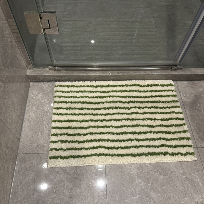 Zara Home Bathroom Rug - VIKAMA minimalistischer gestreifter Badezimmerteppich, rutschfeste Bodenmatte,