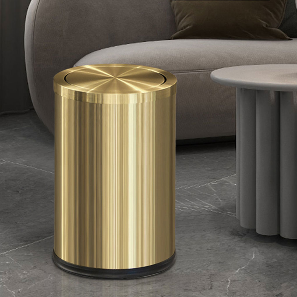 Home Bathroom Trash Can - 9L Edelstahl Mülleimer Einfache Metall Gold