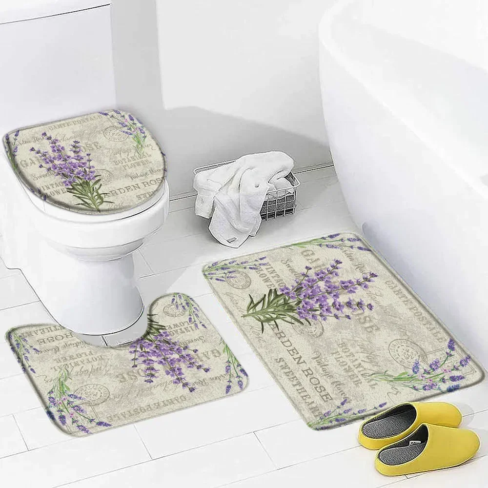 Zara Home Bathroom Rug - Lila Lavendel Badematte Set Natur Blumen