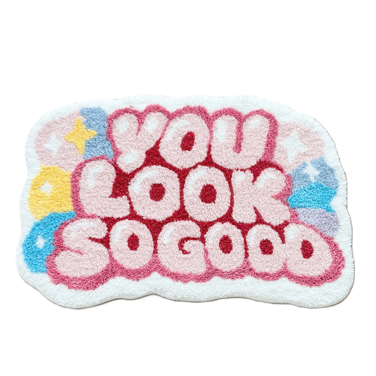 Home Goods Bathroom Vanity - Niedlicher Bubble-Buchstaben-Teppich 'YOU LOOK SO GOOD'