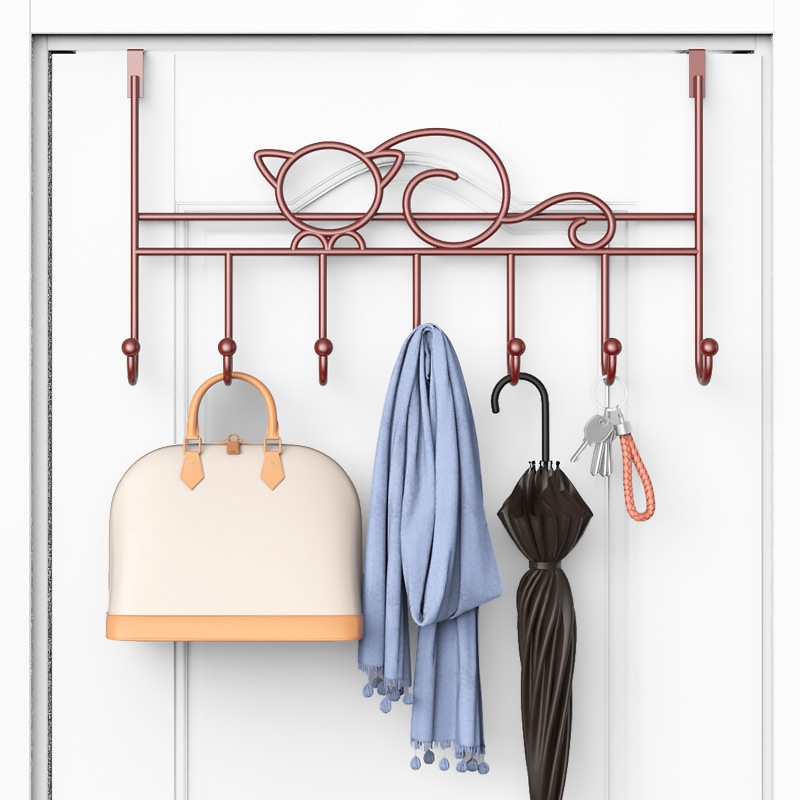 Home Bathroom Key - J1UL1N 7-Haken-Türhänger aus Eisenkunst für Taschen,
