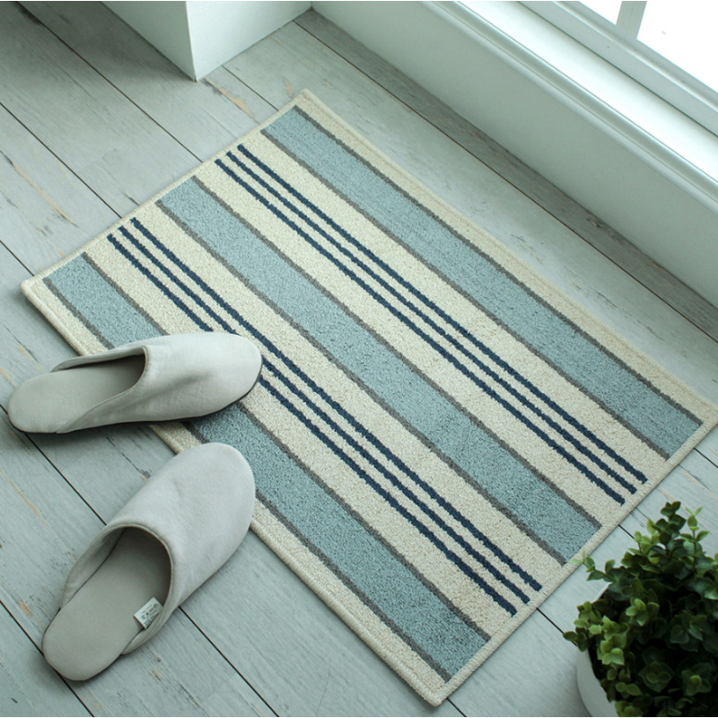 Zara Home Bathroom Rug - VIKAMA Koreanischer Minimalistischer Gestreifter Badezimmerteppich Rutschfest