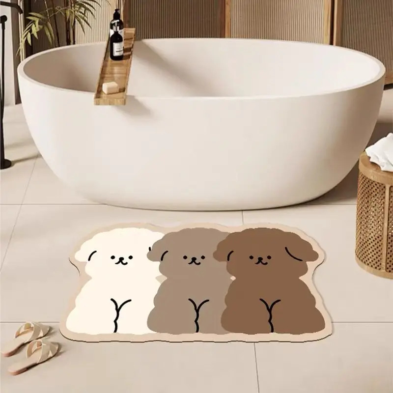 Zara Home Bathroom Rug - VIKAMA niedlicher Badezimmerteppich in Hundeform, waschbare,