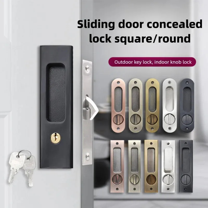 Home Bathroom Key - Robuster schwarzer Schiebetür-Hakenverschluss mit Schlüssel, verbesserte