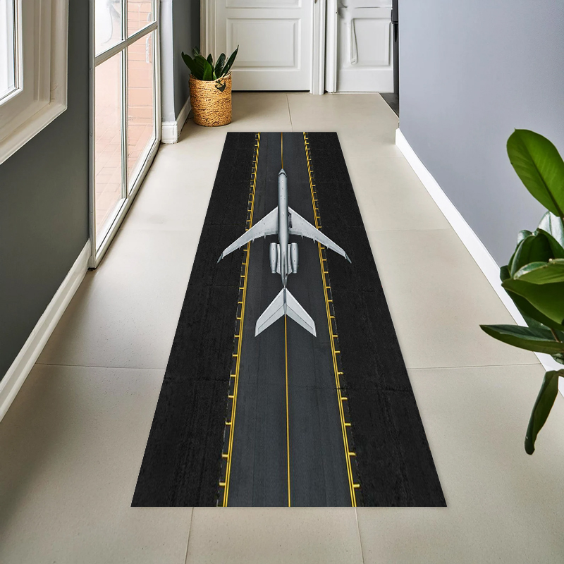 Jet Home Bathroom Mats - Flughafen-Laufsteg-Teppich mit Jet-Flugzeug- und Luftfahrt-Motiv, rutschfester,